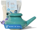 Baraka Neti Pot Tool Kit - Snorring og saltvannsløsning, håndlaget keramisk oppvaskmaskin trygt med 2oz Mineral Sea Salt for Nese Rengjøring & Sinus rengjøring Perfekt for Allergi Relief hos voksne og barn (Jade)