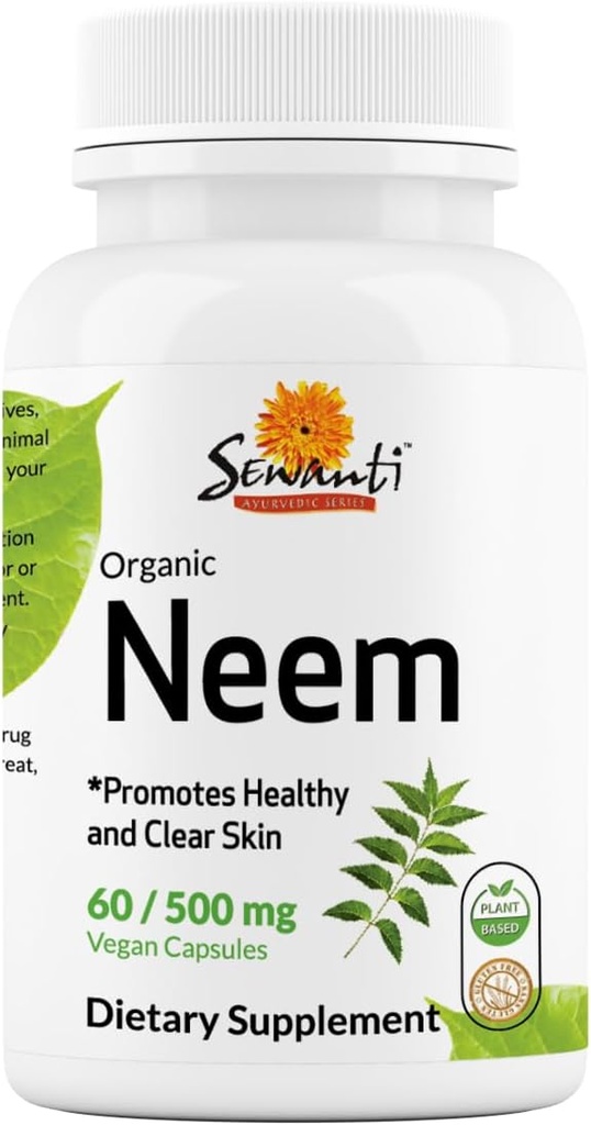 Sewanti Neem Capsules - høy potens ekstrakt Capsule, urtetilskudd for hud helse og immun støtte - Digestive Balance Capsules 500mg