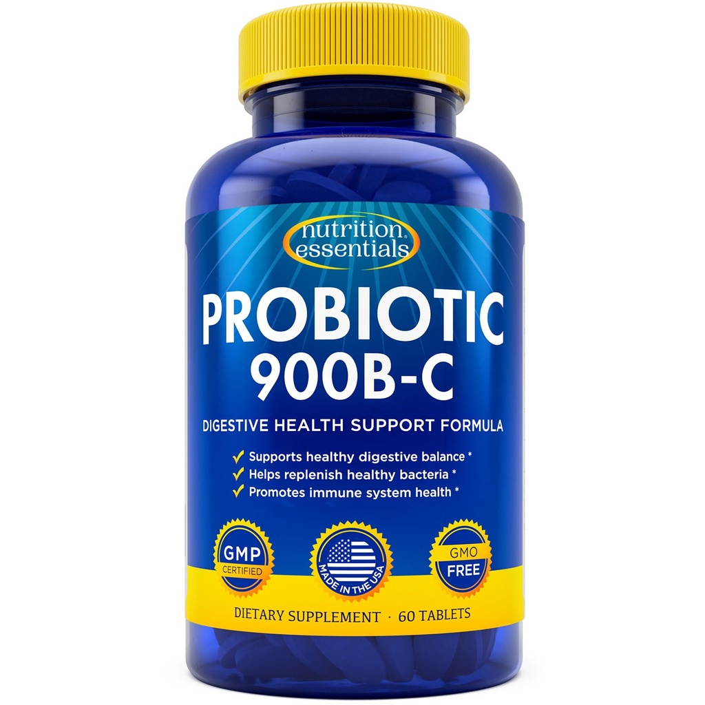 Nutrition Essentials Probiotics for Women and Men - with Lactase Enzyme and Prebiotic Fiber for Digestive Health - 80 Percent + More Potent Supplement for Gut Health Support - Vegan Formula