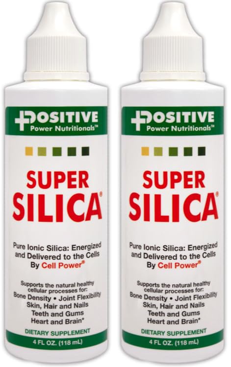 Super silica flytende konsentrat, 4 oz. Flaske (pakke på 2) -Høyeste absorpsjon, kollagen-fremkallende, støtter sunn beintetthet, felles fleksibilitet, hudhår og negler, -4 oz. Makes Over 68 kvarts
