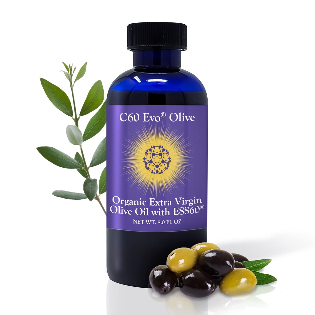 Pure Carbon 60 ESS60 I Alt-Naturlig Extra Jomfru Olive Olje, Alt-i-En søvn Supplement, Antioksidanter Supplement og energi Supplement for generell velvære, Fleksibilitet, Ungdomslig Glow, 8 oz