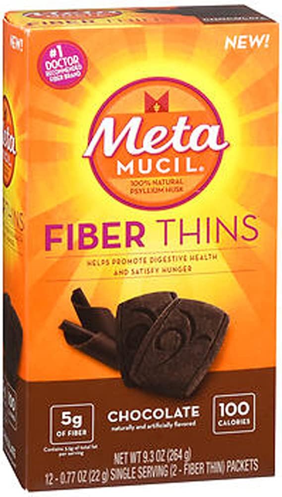 Metamucil Fiber Thins, sjokolade, 12 pakker, 9,3 oz - Pakke med 2