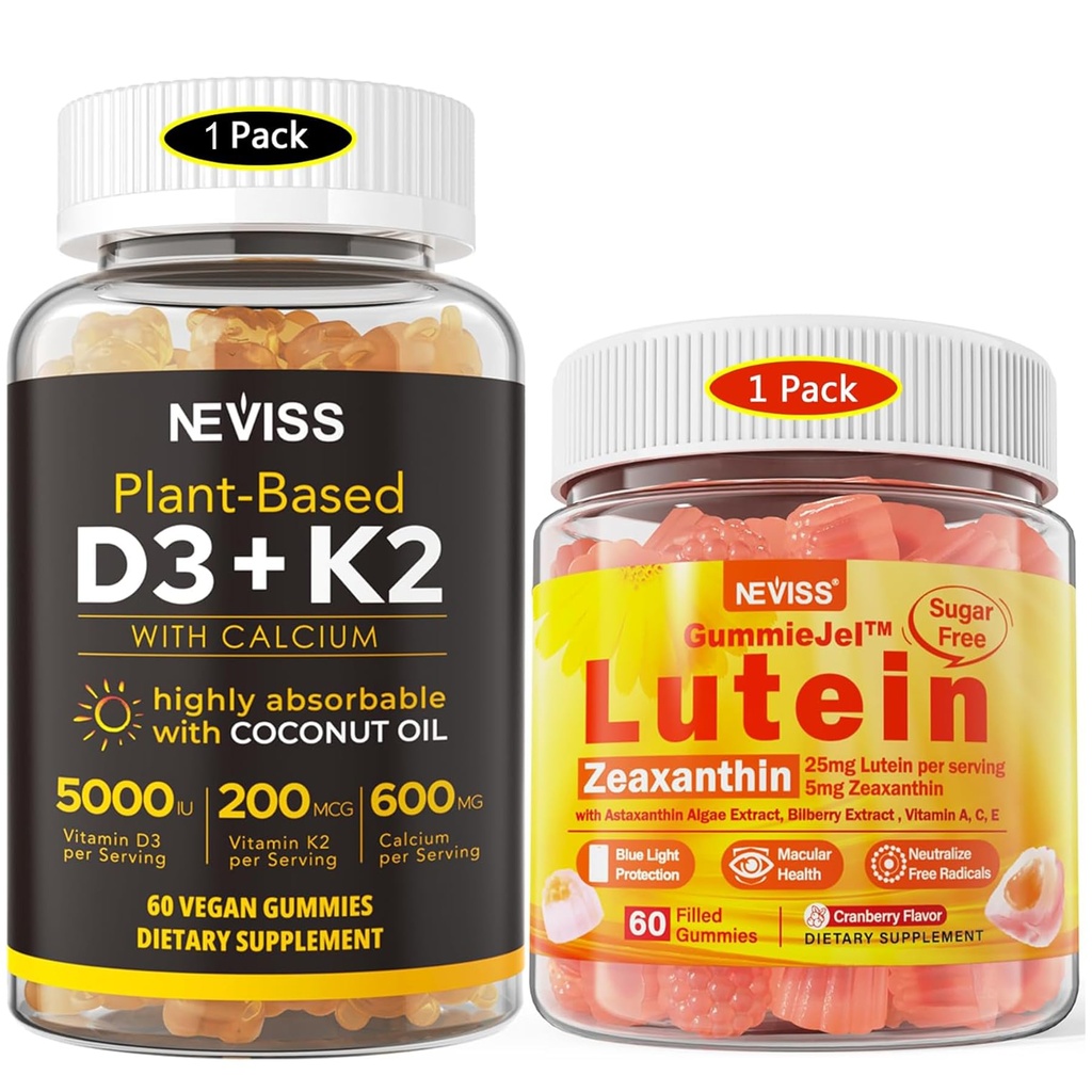 NEVISS Sukker Gratis Lutein Gummies 60 greve + vitamin D3 Gummies 60 greve
