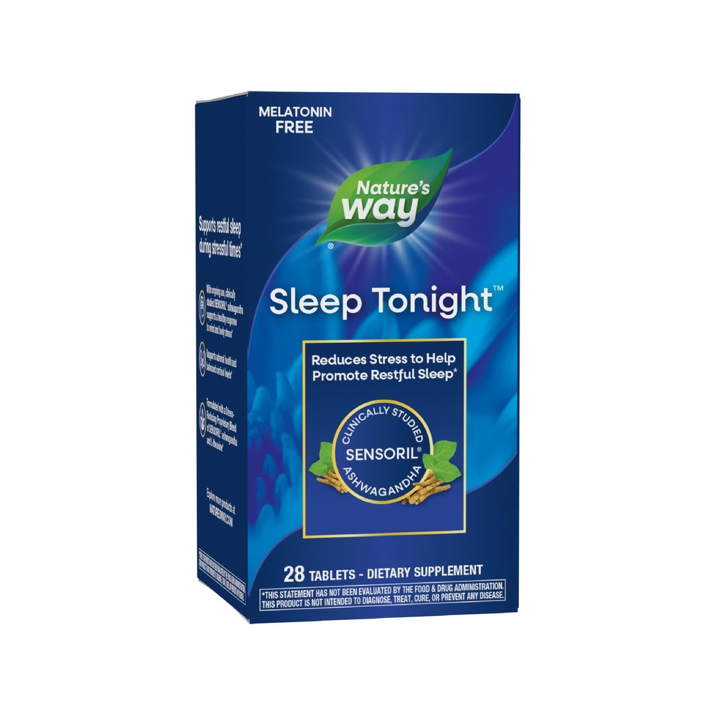 Naturens søvn i kveld, stressreduserende formel for å fremme hvilefull søvn*, med Ashwagandha og L-Theanine, Melatonin gratis, Vegan, 28 tabletter (pakke May Vary)