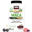 FORCE FACTOR Perfekt Maca, Maca Root og DIM Supplement med Saffron å øke energi og Mood, med gul og svart Maca, vitaminer, mineraler og antioksidanter, mørk Cherry Flavor, 60 myk Cherry