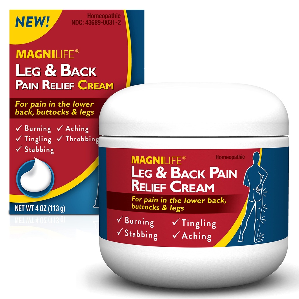 MagniLife ben og rygg smertelindring krem, raskt å utføre smertelindring, naturlig beroligende brenning, Tingling og stabing smerter med Aloe og Calendula - 4oz