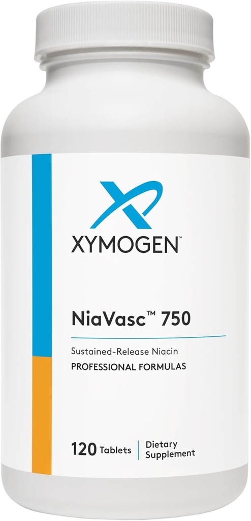 XYMOGEN NiaVasc 750 - Elektromagnetisk niacin for en mindre flushing effekt - støtter vedlikehold av sunne blodlipider (120 tidsbaserte tabletter)