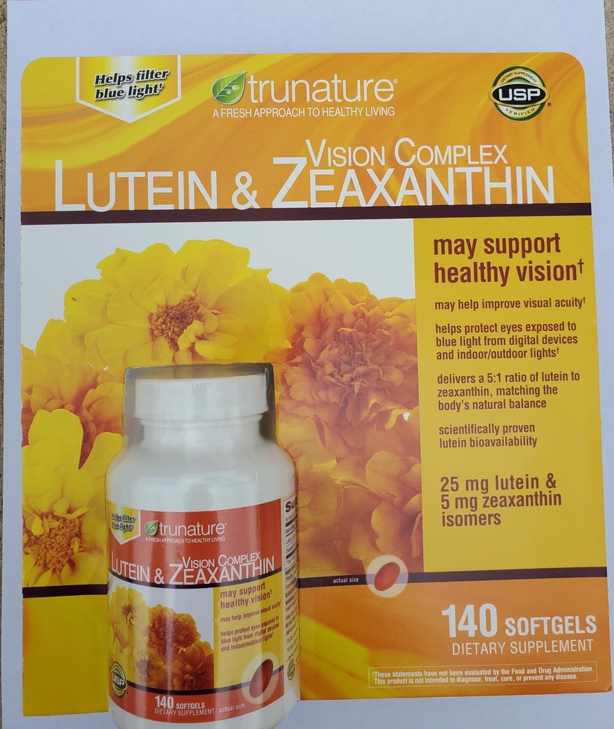 Tru-Natur Vision Complex Lutein & Zeaxanthin, en bunke av 140 Softgels