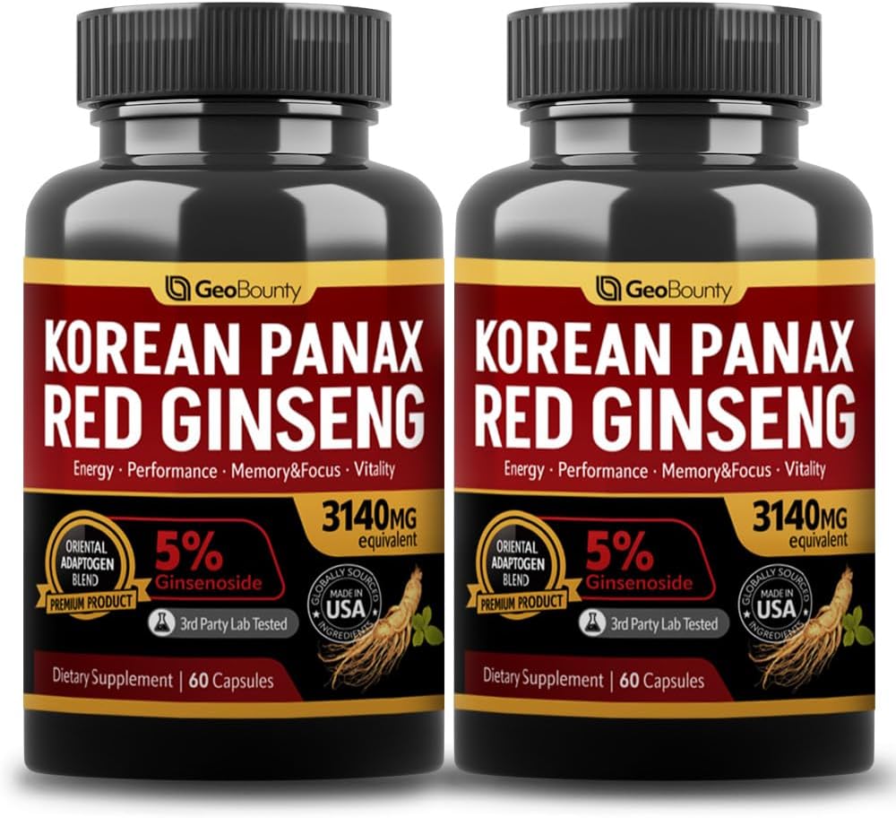 Korean Red Panax Ginseng Capsule 2 Pack, Panax Ginseng Kosttilskudd, 2 Verdipakke 3140mg (Ginsenoside 5%)