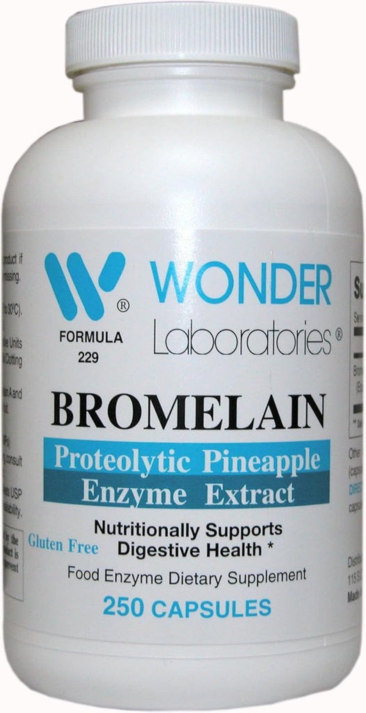 Wonder Labs Bromelain 2000 150mg, Proteolytisk Pineapple Enzyme Extract, ernæringsmessig støtter Digestive Helse - 250 kapsler