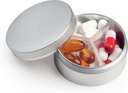 Små piller veske 3 sammenligninger, metall rund bærbar pille boks, vanntett reisepilleorganisator, Pocket purse medisin vitaminholder EDC Container (Silver)