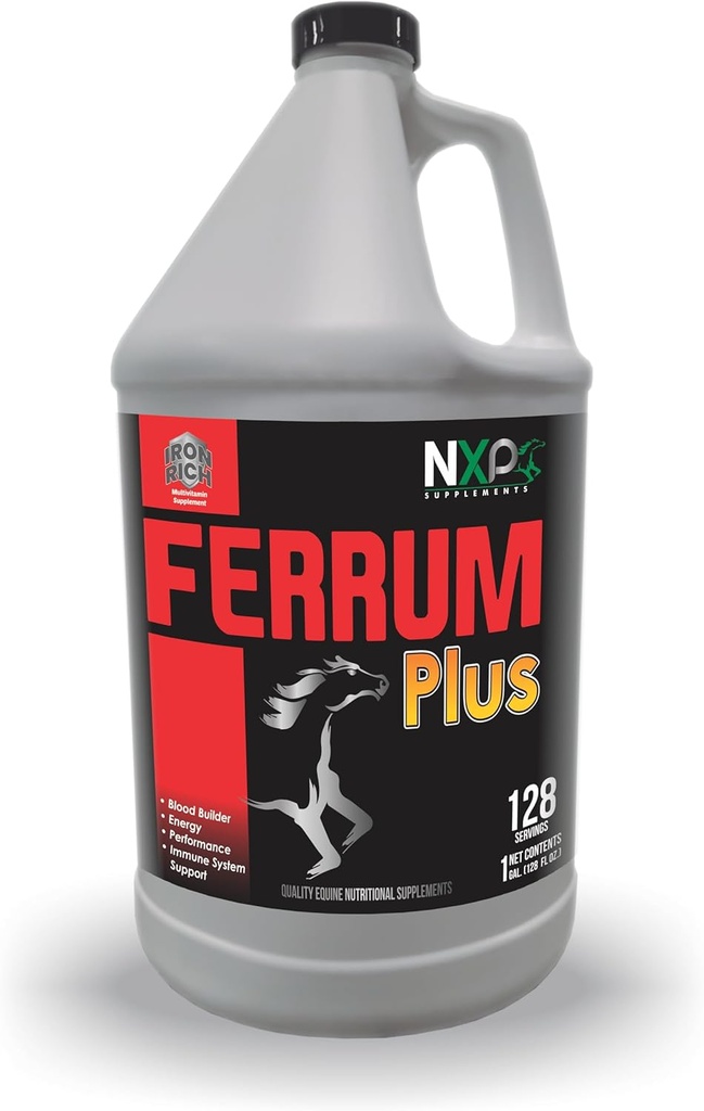 Ferrum Plus - Iron Rich Blood Support Energi ytelse immunsystem støtte ytelse Supplement for hester av NXP Supplements - 1 Gallon (128 oz)