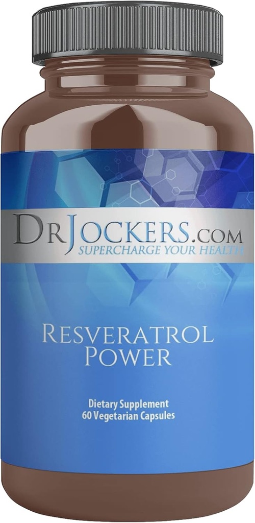 Resveratrol Power av Dr. Jockers, med immunstøtte, Anti-Aging, Viktig for Hud helse, Trans Resveratrol, 200 mg, 60 dagers forsyning