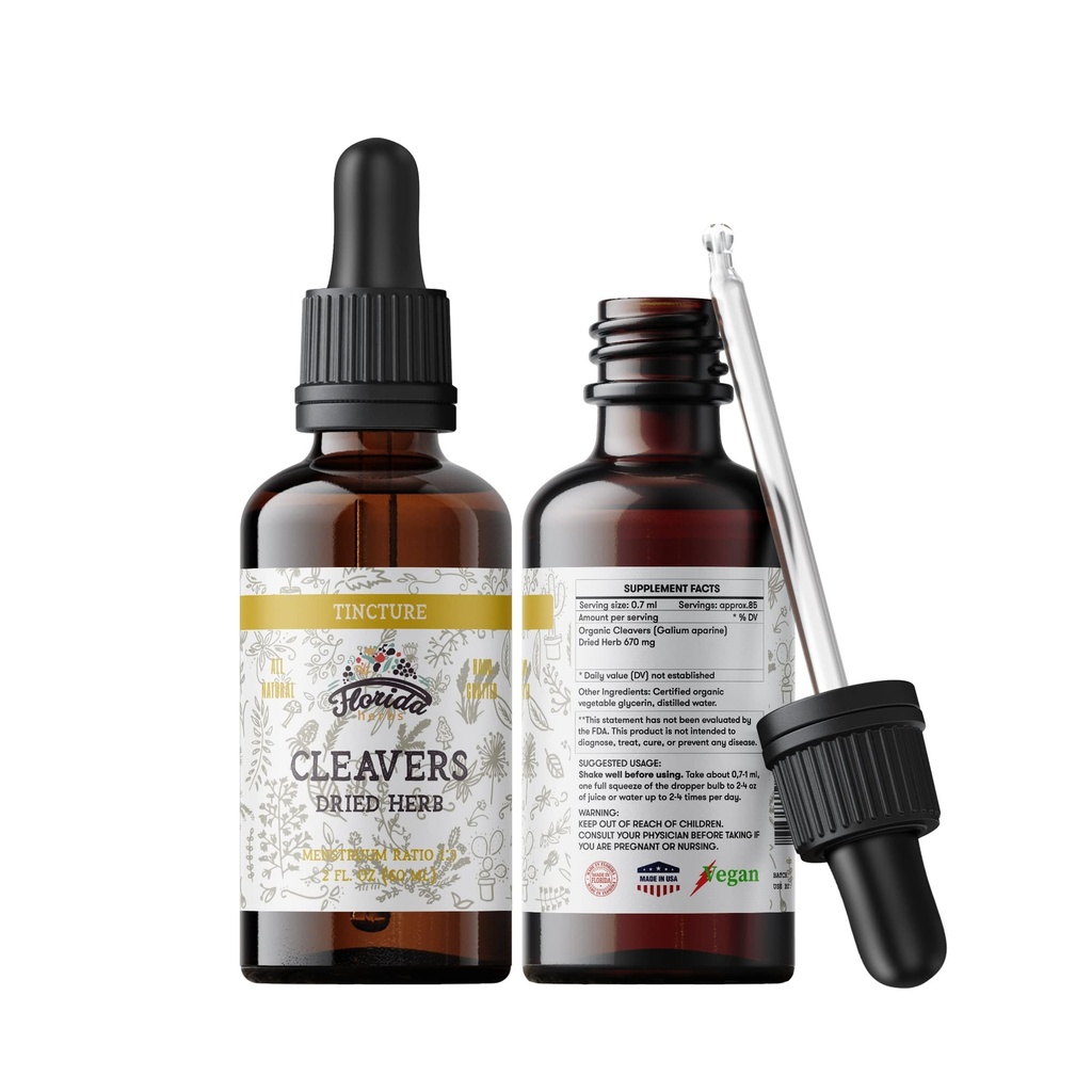 Cleavers Tinktur, Organic Cleavers Extract, Cleavers Drops (Galium aparine) Tørket urt