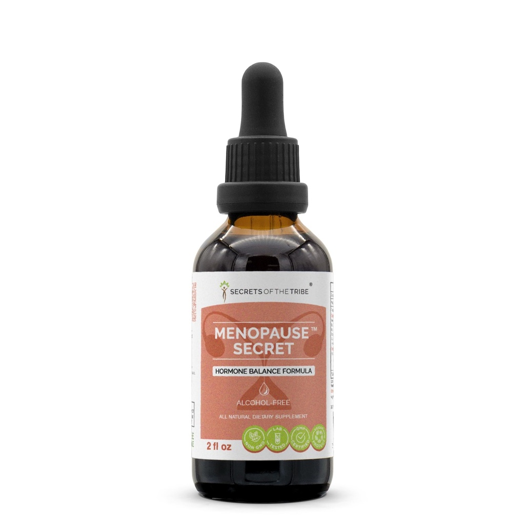 Menopause Secret Alcohol-Free, Glycerite Black Cohosh, Vitex, Red Clover, Maca, Dong Quai, St. John's Wort. Tinktur, Herbal Extract Hormon Balance Formula 2 OZ