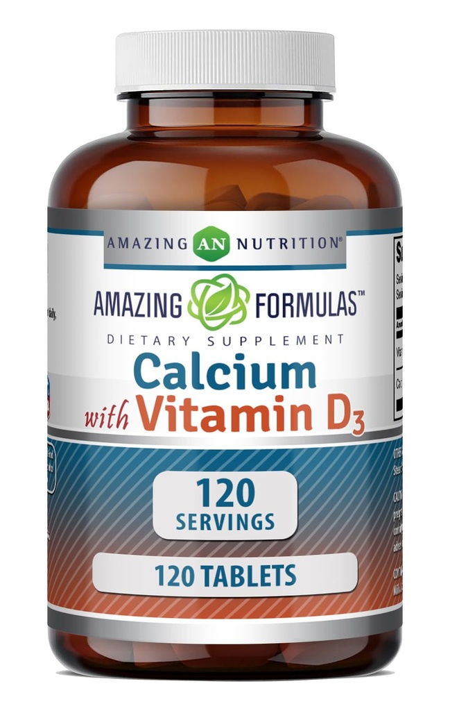 Amazing Formler Kalsium med vitamin D3 Supplement | Tabletter ikke-GMO | Glutenfri | laget i USA (1 Pack | 120 Count)