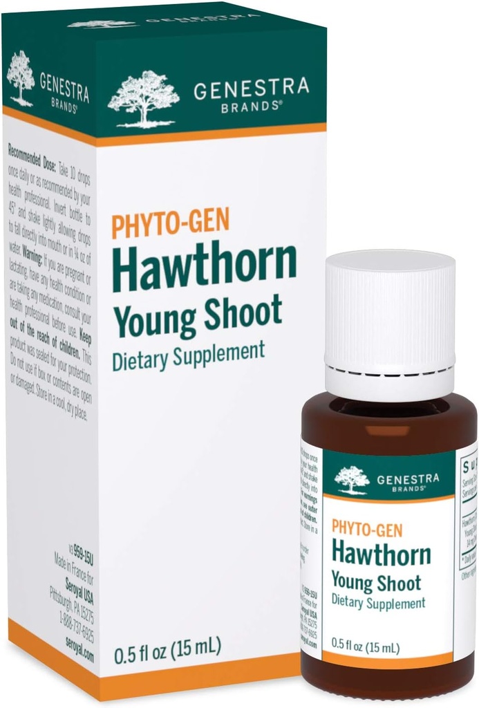 Genestra merker Hawthorn unge skyte | Herbal Supplement | 0.5 fl oz.