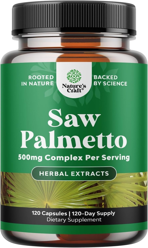 Natures Craft Ekstra styrke så Palmetto ekstrakt - Avansert så Palmetto for kvinner og menns hår helse og urin støtte med plantesteroler og flavonoider - Potent herbal Supplement 120 kapsler