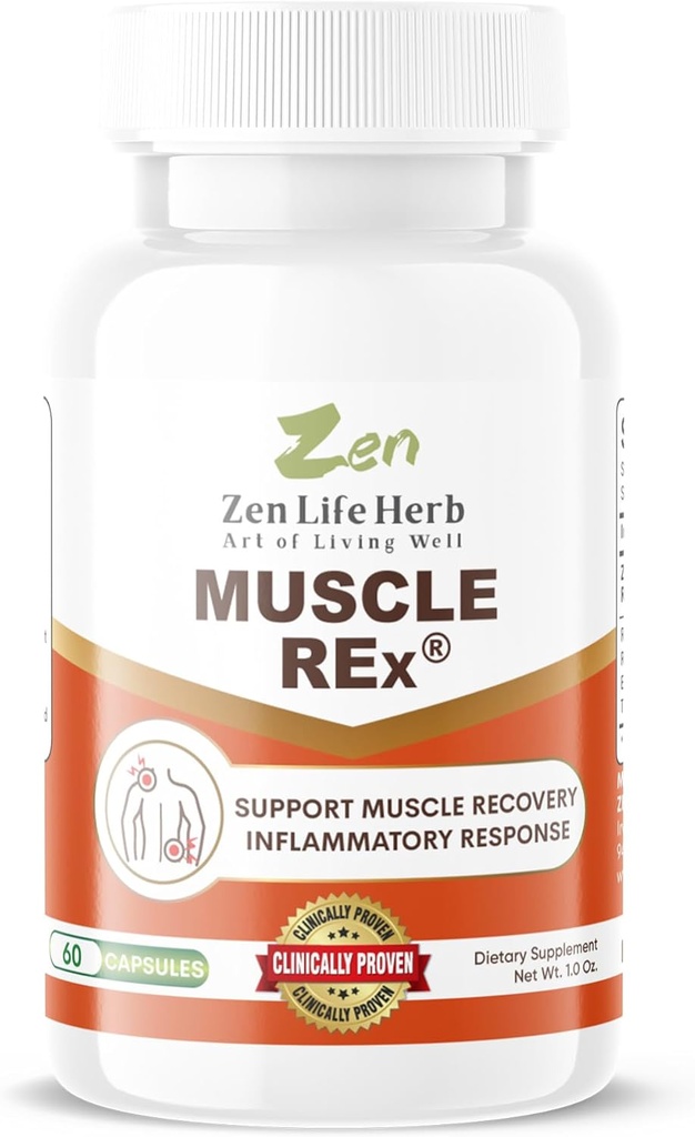 ZEN LIFE HERB Muscle Rex - Felles, Muskel og Nerve støtte - Relax Aches & Kronisk Discomfort Plant-basert Supplement (60 kapsler)