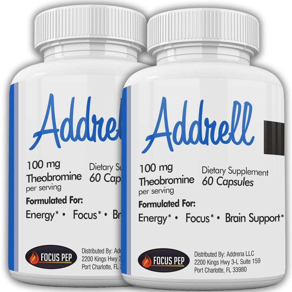 Addrell 2 pakke energistimulerende piller- studie supplement alternative piller, naturlige nootropiske kosttilskudd og kognitiv forsterker erstatning for å heve mental klarhet- 120 kapsler