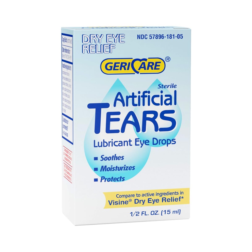 GeriCare Kunstig Lubricating Tårer, Soothing Eye Hydration Dråper - Lang varig Øye Lubricant Formula, 0.5 oz Flaske (15ml) (Pack of 1)