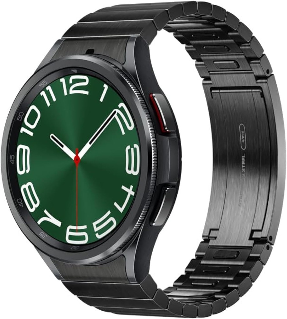 SAMSUNG Galaxy Watch 6 Bespoke Edition 47mm Eksklusive Bluetooth Smartwatch, Helse, Fitness, Sove, Hjertefrekvens Tracker, Forbedret batteri, Sapphire Crystal Glass, US versjon, Link armbånd Band, Svart