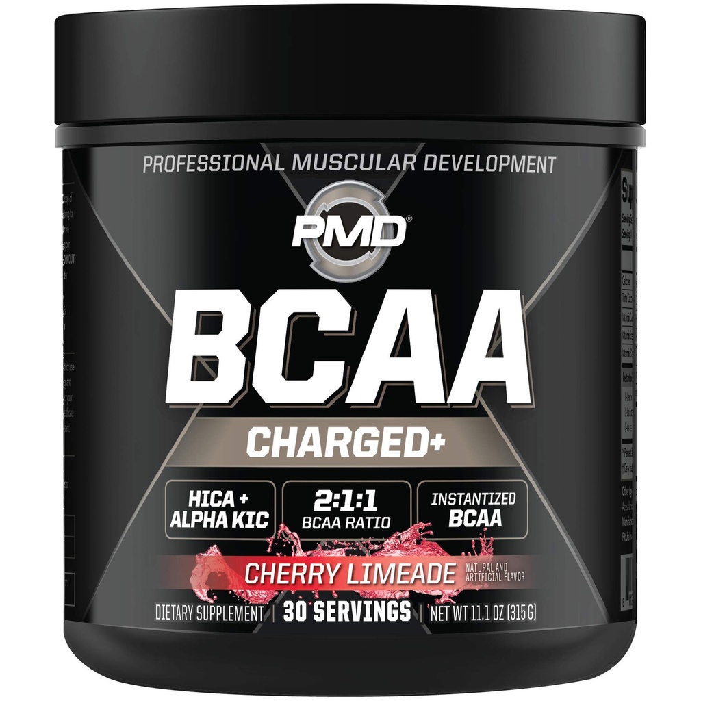 PMD Sports BCAA Charged Delicious Amino Acid Drink Mix for ytelse, utvinning, utholdenhet og Hydrasjon - Øk muskelfunksjon for trening og daglig energi - Cherry Limeade (30 Serveringer)