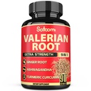 Satoomi Valerian Root Capsules - 9 naturlige urter - Ashwagandha, Turmeric, Ginger, Ceylon Cinnamon - 90 Caps for 3-måneders forsyning