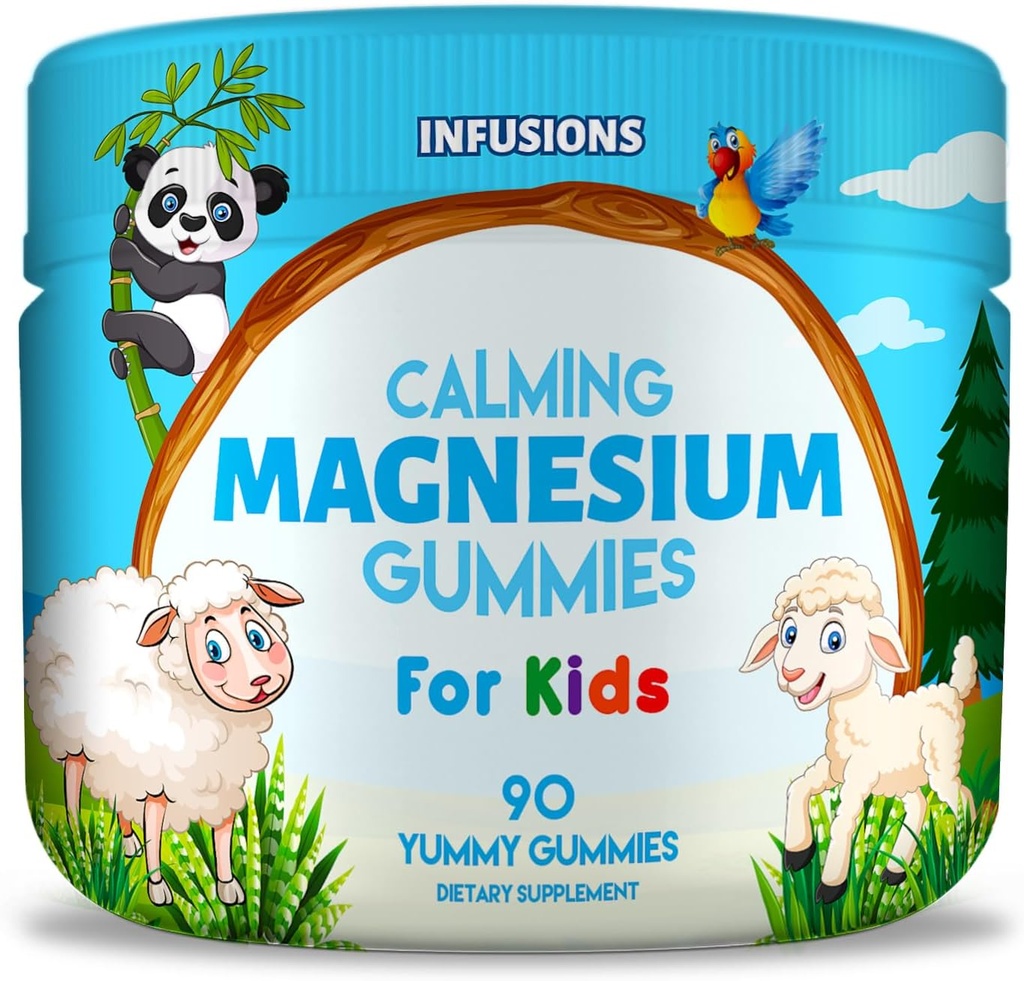 Infusjoner Calm Magnesium Gummies for Kids 90 greve - Sunn Muscle Bone Energy Støtte Mykt og Delicious Vegansk Vennlig & Ikke-GMO