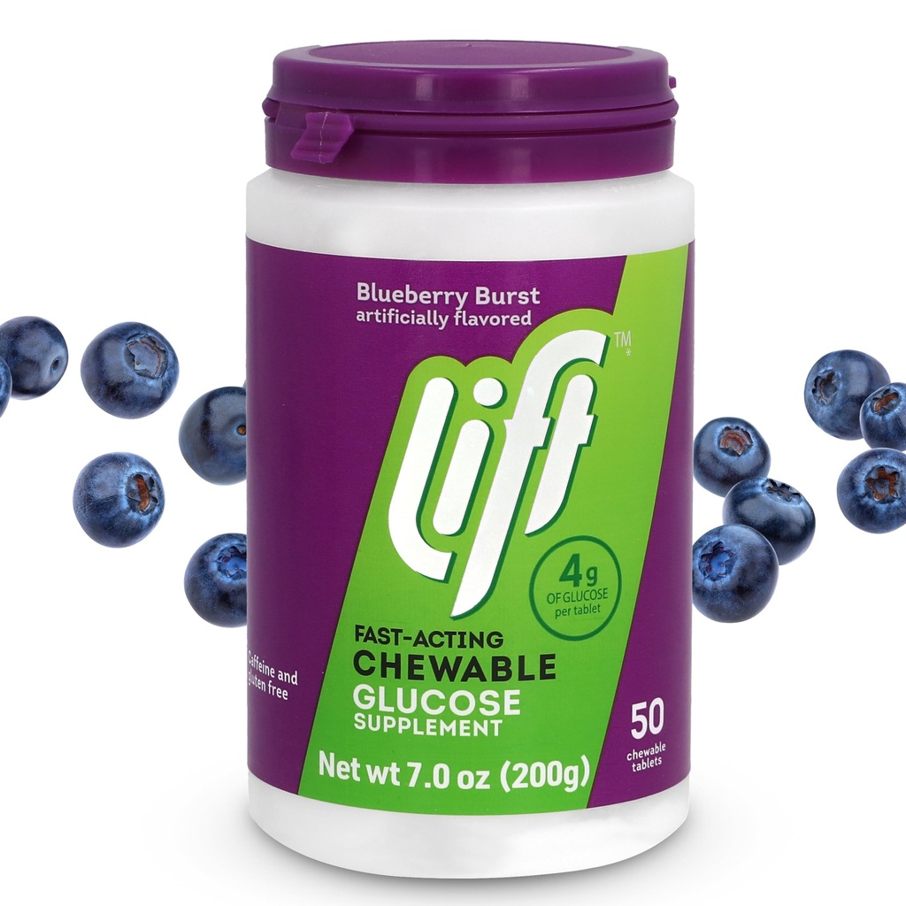 Heis Glucose raskt-virkende glucose Chewable Energy Tabletter, Blåbær, 50 ct Jar (pakke med 1)