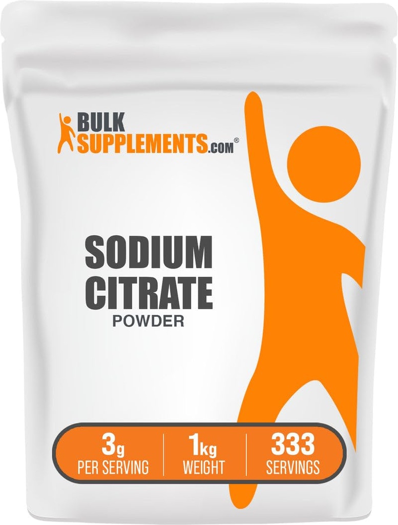 BulkSupplements.com Natrium Citrat pulver - Natrium Citrat Food Grade, Emulgator, Flavor Enhancer - Glutenfri, 3g per servering, 1kg (2,2 lbs) (Pack of 1)