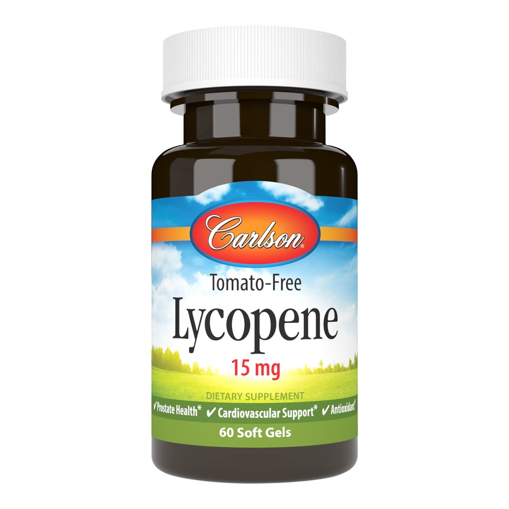 Carlson - Lycopen, 15 mg, Tomatfri, Prostata helse og sirkulasjonsstøtte, Optimal velvære, 60 Softgels