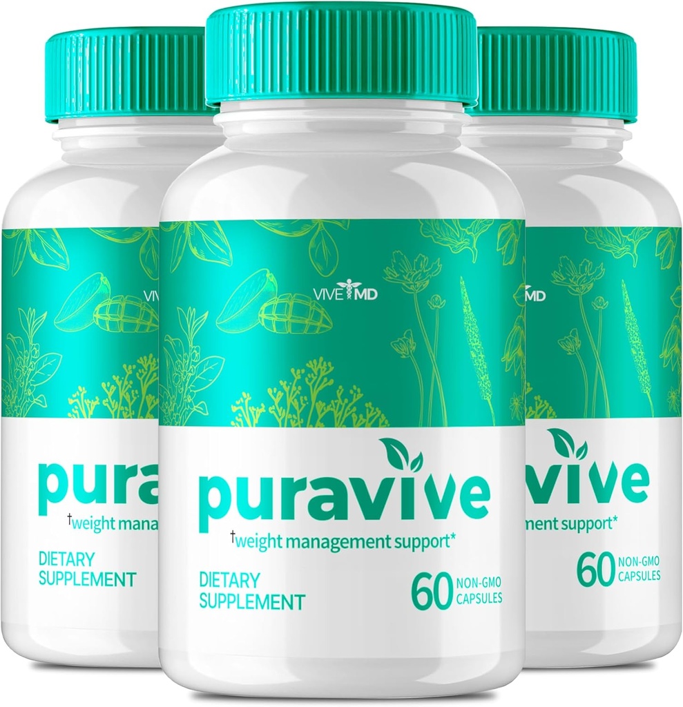 Vive MD Puravive Premium Vekttap Kapsler Anmeldelser - Opprinnelig formel - Puravive Vekttap Kapsler Original, Puravive Vekttap Pills, Puravive Eksotisk Rice Metode (3 Pack)