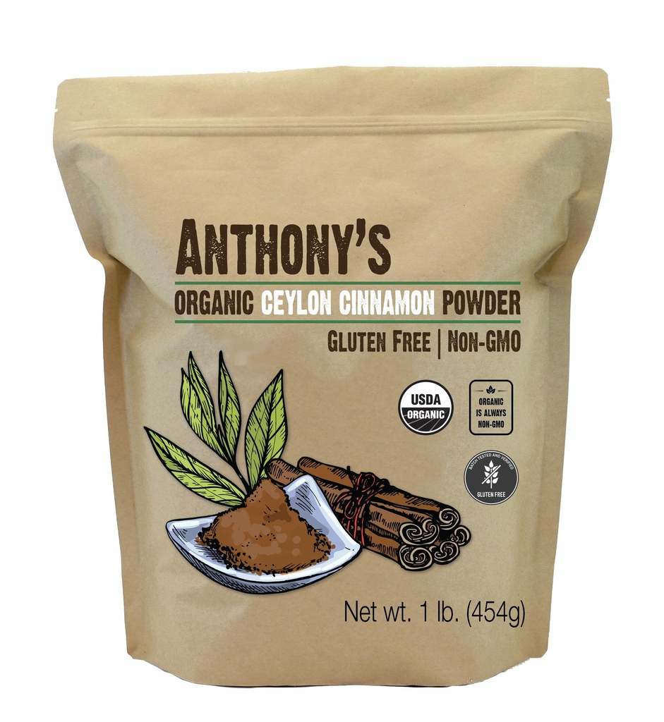 Anthony's Organic Ceylon Cinnamon pulver, 1 lb, Ground, Glutenfri, Ikke irradert, Ikke GMO, Keto Vennlig
