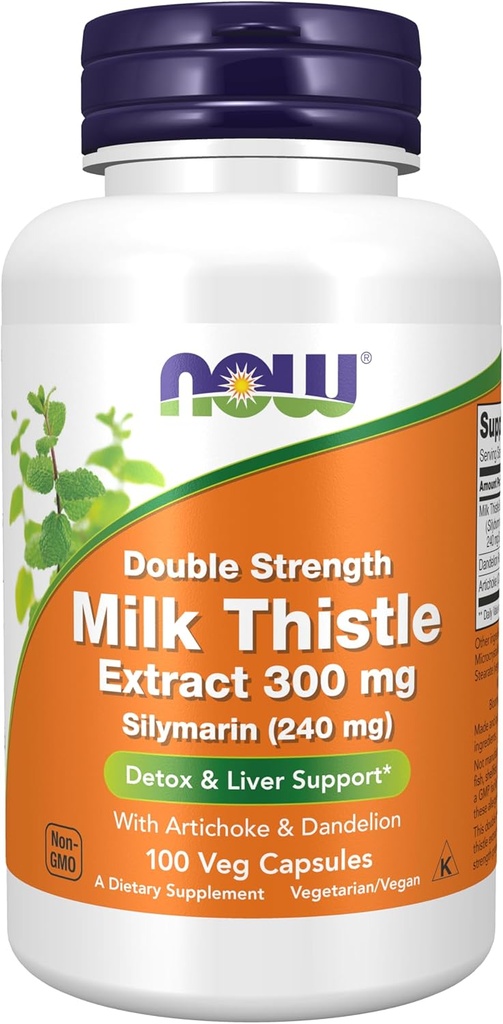NU Mattilskudd, Silymarin Melk Thistle Extract 300 mg med artichoke og Dandelion, dobbel styrke, støtter leverfunksjon*, 100 Veg Kapsler