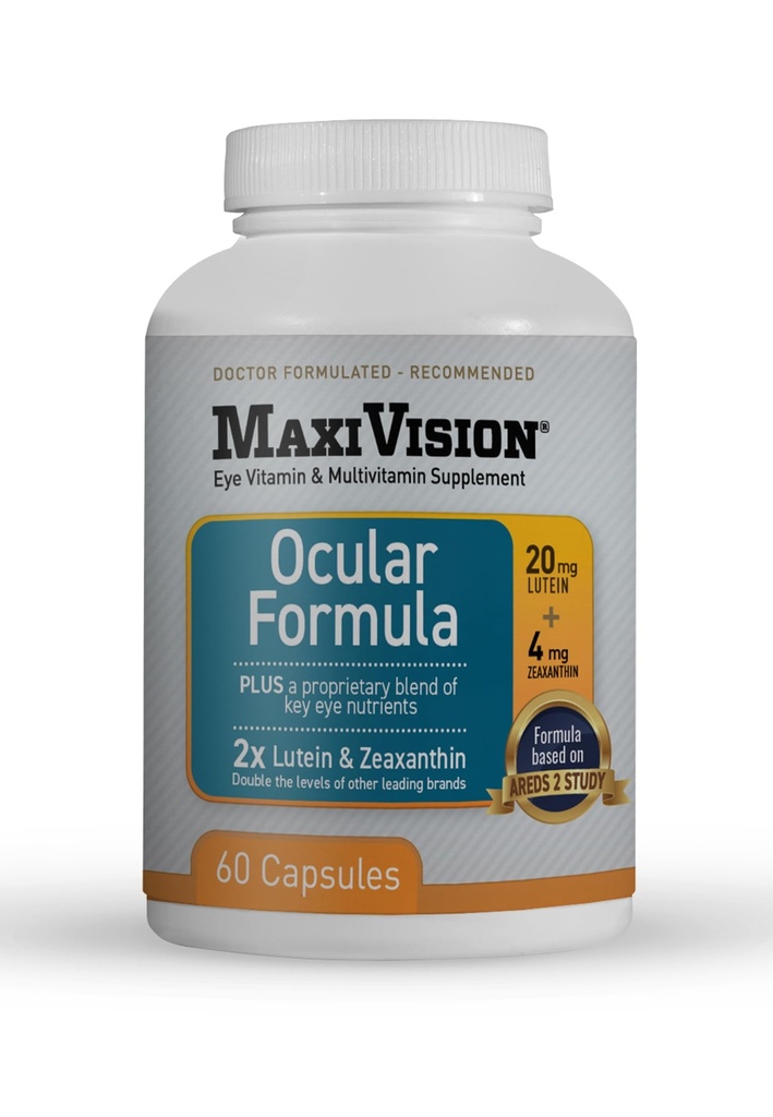 MaxiVision® Ocular Formula - AREDS2 - Øyevitaminer og multivitamin - Lutein og Zeaxanthin - 1 flaske (60 kapsler)