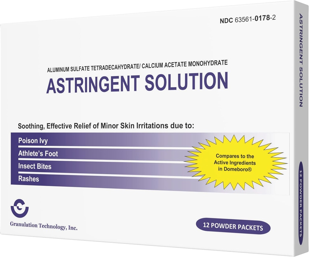 Generisk Astring Solution Medisinert Soak Rash Relief - Soothing hudpleie - 12 greve (pakke med 1), hvit og lilla