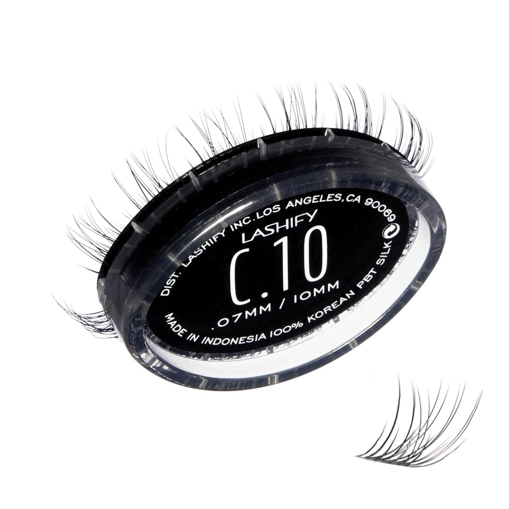 Lashify Curl 10mm Gossamer DIY Eyelash utvidelser fylle, svart, enkle falske øyenvipper for et naturlig utseende