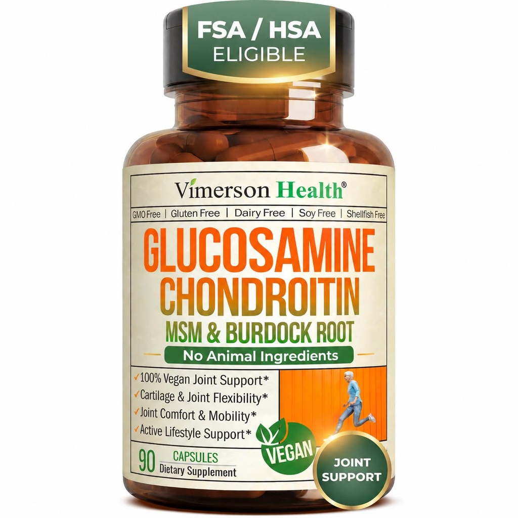 Glucosamine Chondroitin MSM – felles støttetilskudd for kvinner og menn med glukosaminsulfat 1500 mg, Chondroitin og MSM – for Cartilage, felles helse og fleksibilitet – 90 kapsler, Vegan