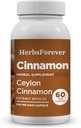 Herbsforever Ceylon kanel kapsler generell velvære støtte Supplement høy styrke 800 mg ekstrahere 60 vege kapsler