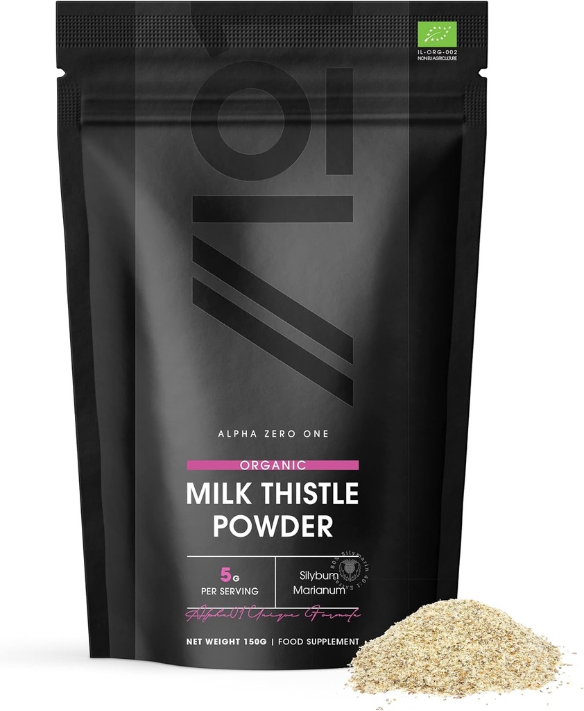 Organic Milk Thistle pulver 150g - kilde til rensing Silymarin - laget av kaldtpresset melk Thistle - Vegan, rå, ikke-GMO.