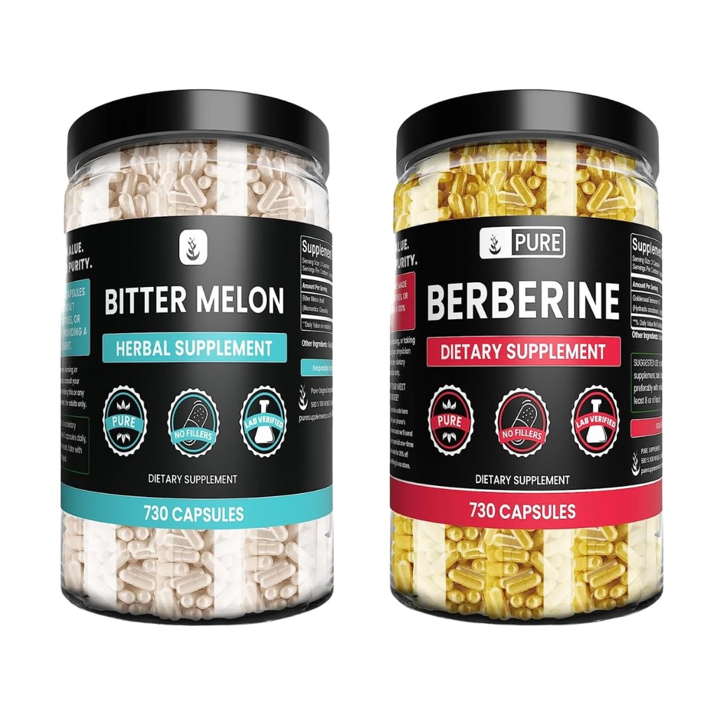 Rene opprinnelige ingredienser Goldenseal Berberine & Bitter Melon kapsler Bundle, (730 kapsler) Ingen magnesium eller Rice Fillers