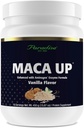 Paradise urter Maca Up Vanilla Vegansk Protein pulver, organisk pea & brun ris, Maca Root, Aminogen Digestiv Enzyme blanding, Nutrim Oat Bran Fiber, 15 Servering, 450 g