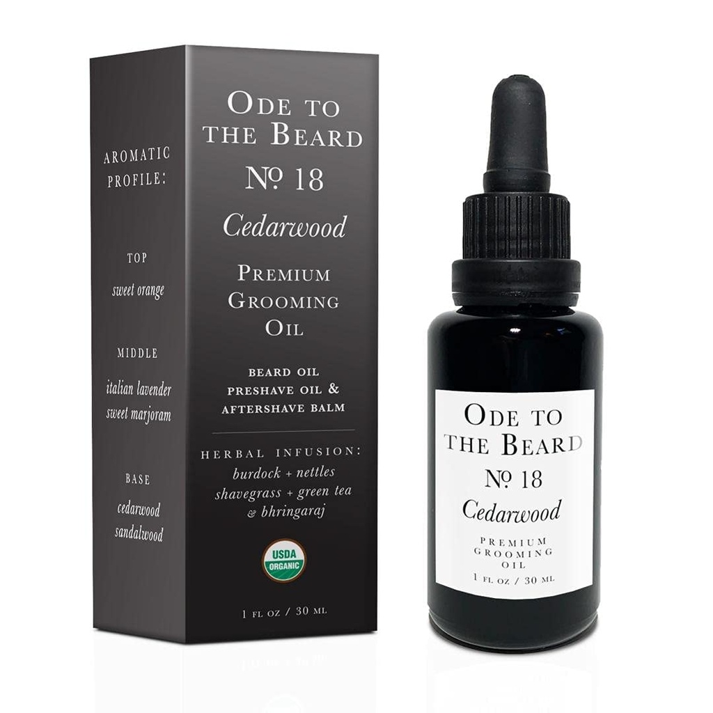 Vegansk Mia - USDA Organic Cedar-Scented Beard Oil For menn, 3-i-1 Premium Grooming Olje med Argan olje, Jojoba og mer, For Beard vekst og vedlikehold - Ode til Beard Cedarwood Beard Oil, 1 fl oz