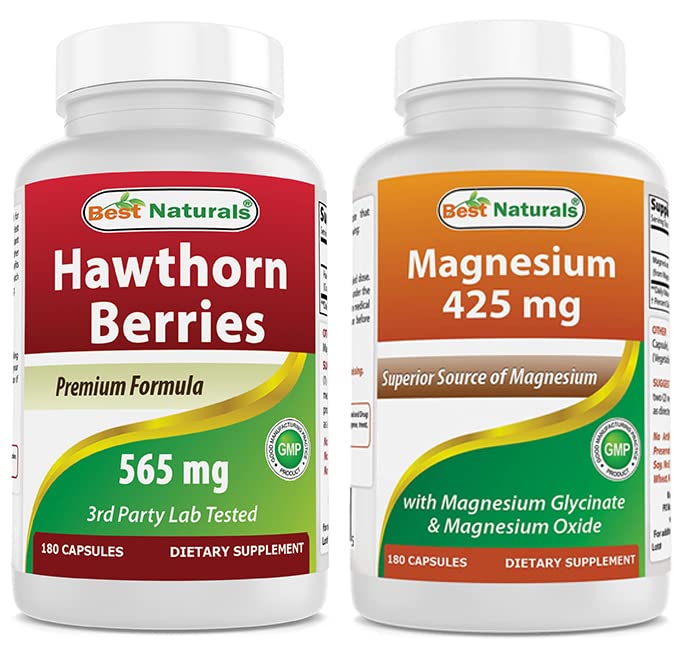 Beste Naturals Hawthorn Berry 565 mg og magnesiumglycinat 425 mg