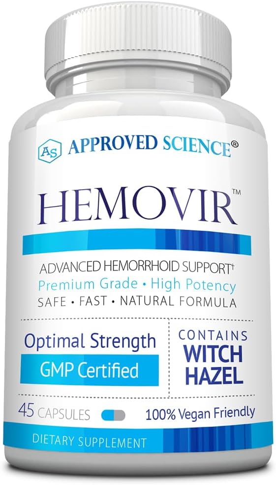Godkjent vitenskap Hemovir - Hemorroide støtte supplement - heks Hazel, hest kastanje - 45 kapsler - 1 flaske - Vegan