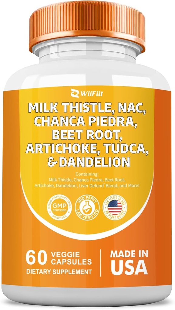 Melk Thistle 3000mg NAC Chanca Piedra 2000mg Beet Root 2000mg Artichoke 2000mg Tudca Dandelion Root 1000mg med sink yarrow Turmeric Repair Supplement Plus Chicory,Mineral Supplement 60 greve
