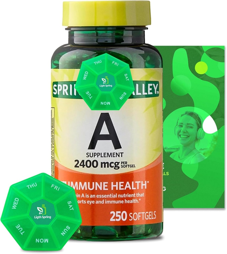 Vitamin A Supplement 2400 mcg, 250 mcg mygggels med Bundle Eksklusive vitaminer og mineraler - A til Z - Bedre Ligth & Spring Guide