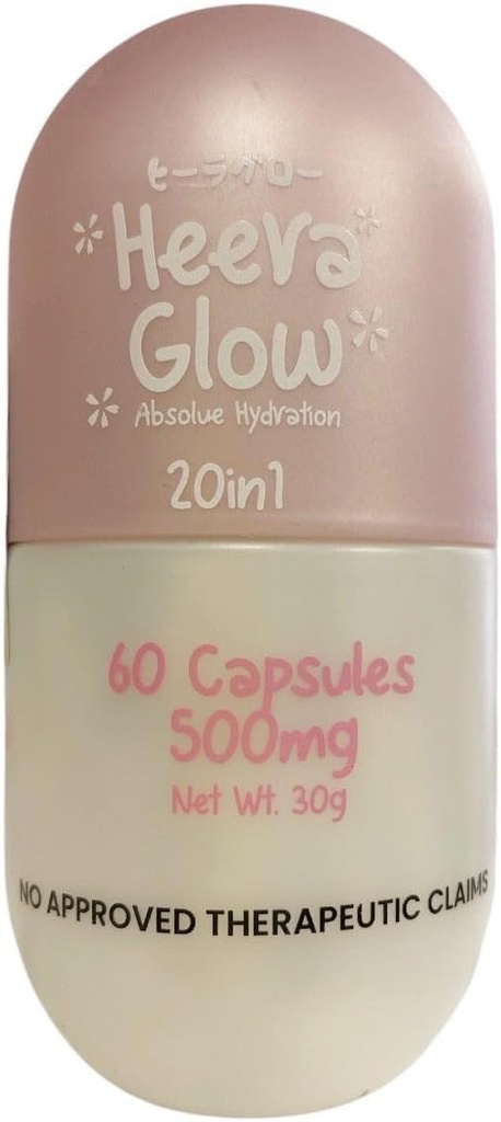 60 grev Heera Glow Absolutt Hydration 20 i 1 Glutathione collagen kapsler