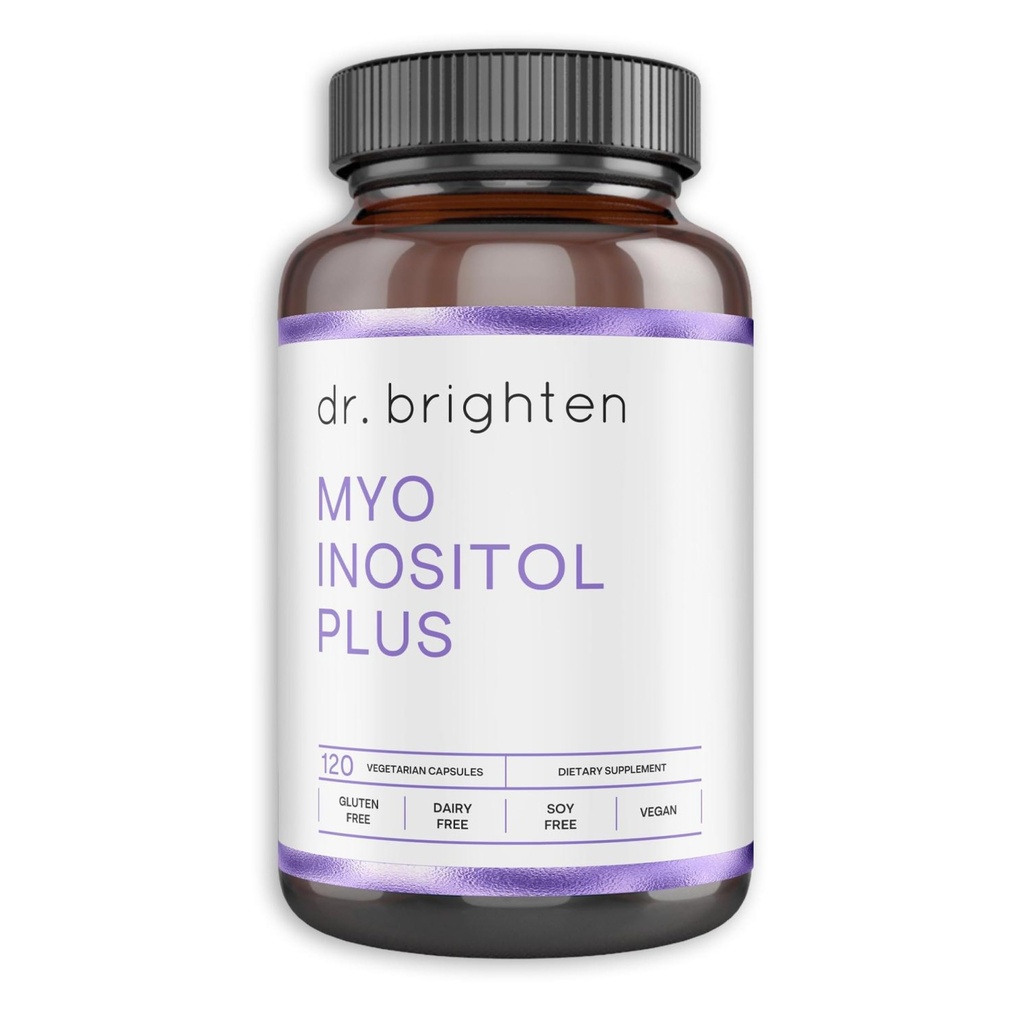 Dr. Brighten Myoinositol Plus - doktorformulert forholdet mellom Myo- og D-Chiro-Inositol å støtte PCOS symptomer, hormonbalanse, sunn ovarie funksjon, og vanlige menstruasjonssykluser